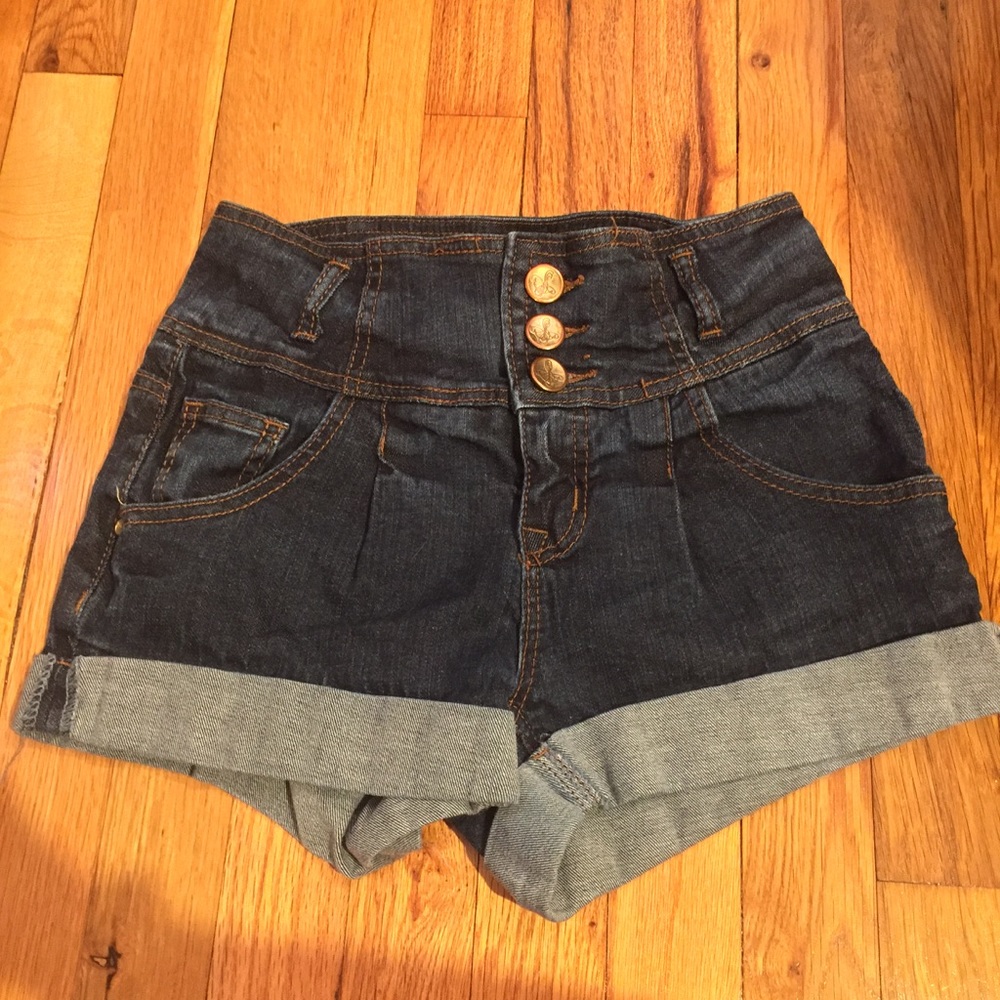 Mid Rise Denim Shorts